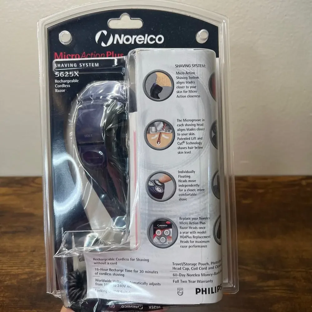 Philips Norelco 5625X Electric Shaver w Trimmer Rechargeable MicroAction Plus